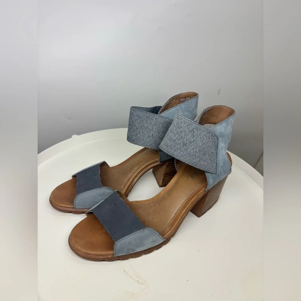 NWOB Sorel Nadia‎ Block Heel Cinder Gray Blue 10.5